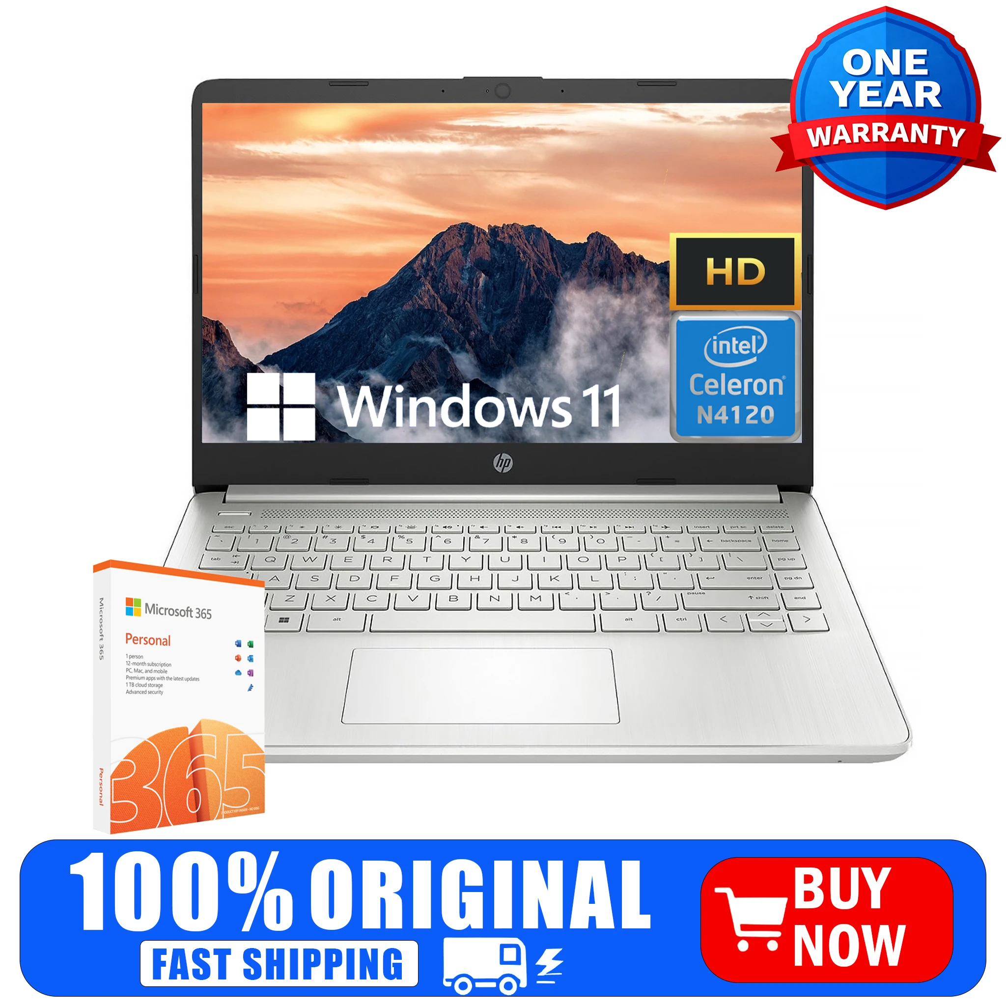 HP 14" Business Laptop,Intel Celeron N4120,4GB RAM, 128GB - Image 2