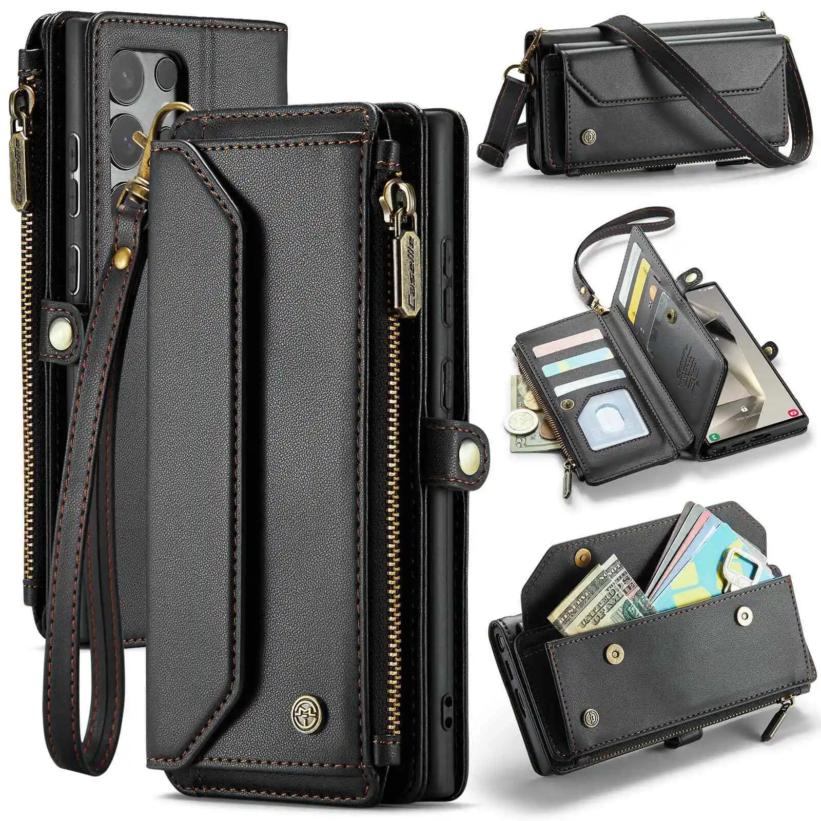 Crossbody for Samsung Galaxy S24 S23 Ultra S22 S21 S20 Case Wallet Card Holder - Image 1