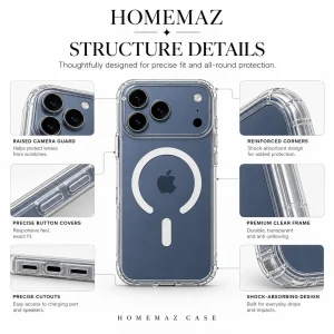 Clear Magnetic Case for iPhone 17 Pro Max Shockproof Transparent Cover - Thumbnail Image 6