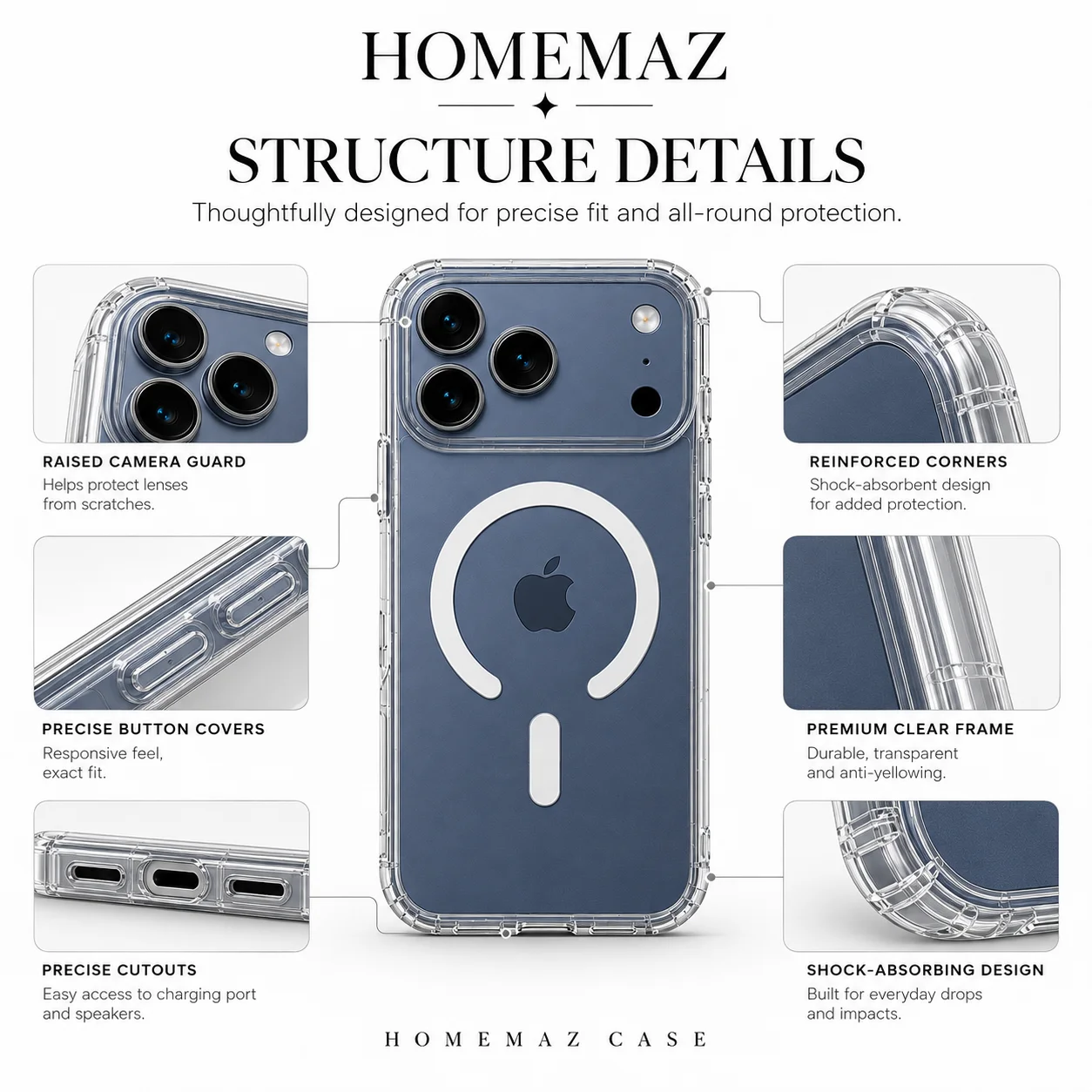 Clear Magnetic Case for iPhone 17 Pro Max Shockproof Transparent Cover - Image 6