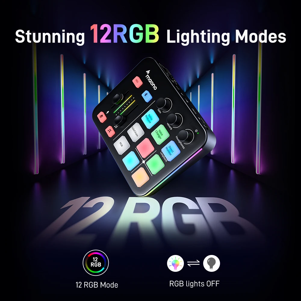 MAONO G1 NEO Gaming Audio Mixer Audio Interface with Pro-preamp, RGB, Bluetooth - Image 4