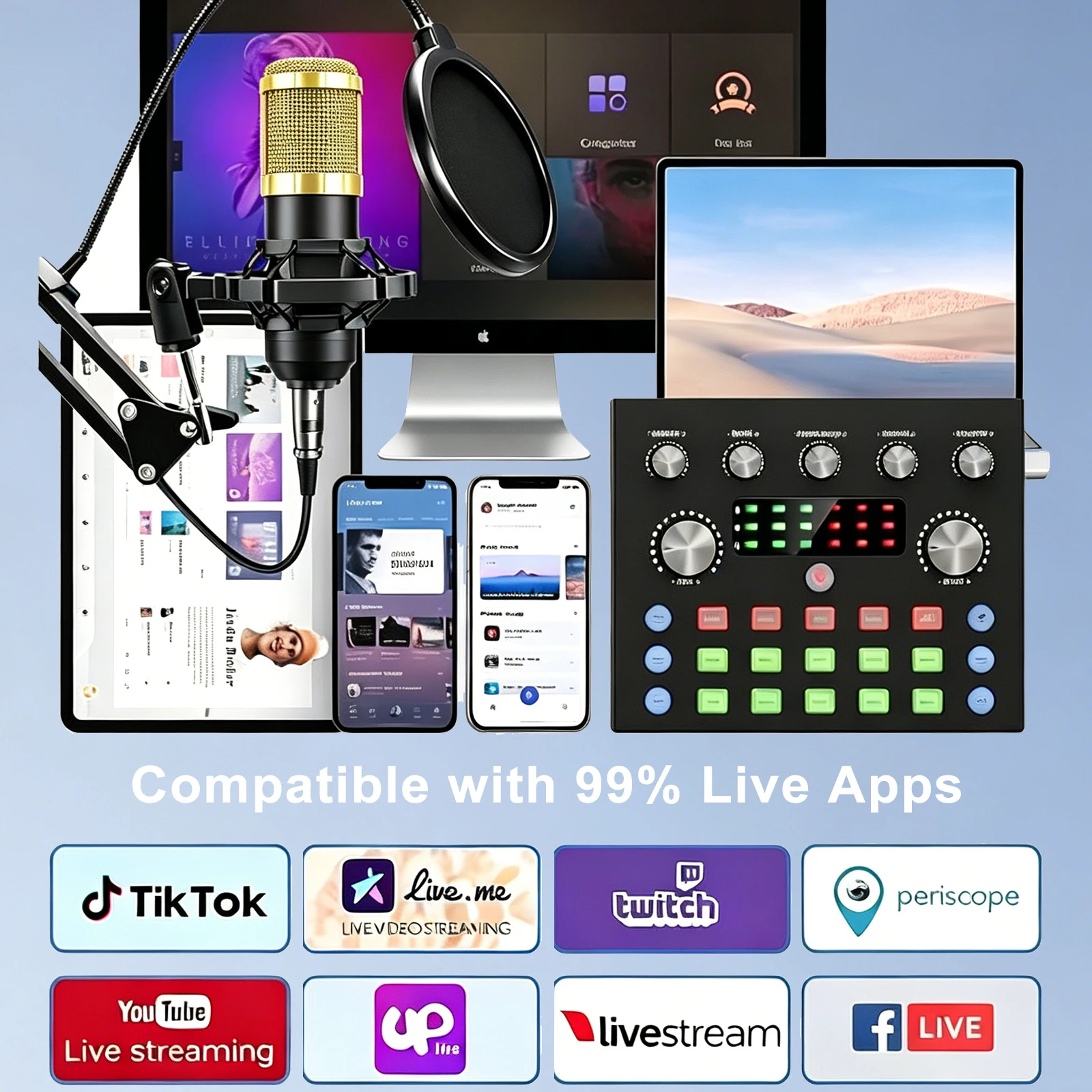Podcast Equipment Bundle, BM800 Podcast Usb Rechargeable Microphone - Image 3