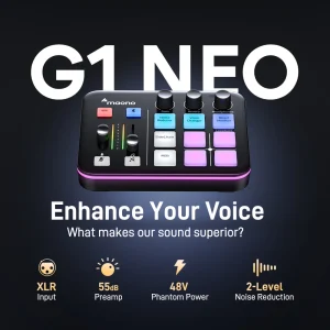 MAONO G1 NEO Gaming Audio Mixer Audio Interface with Pro-preamp, RGB, Bluetooth - Thumbnail Image 2