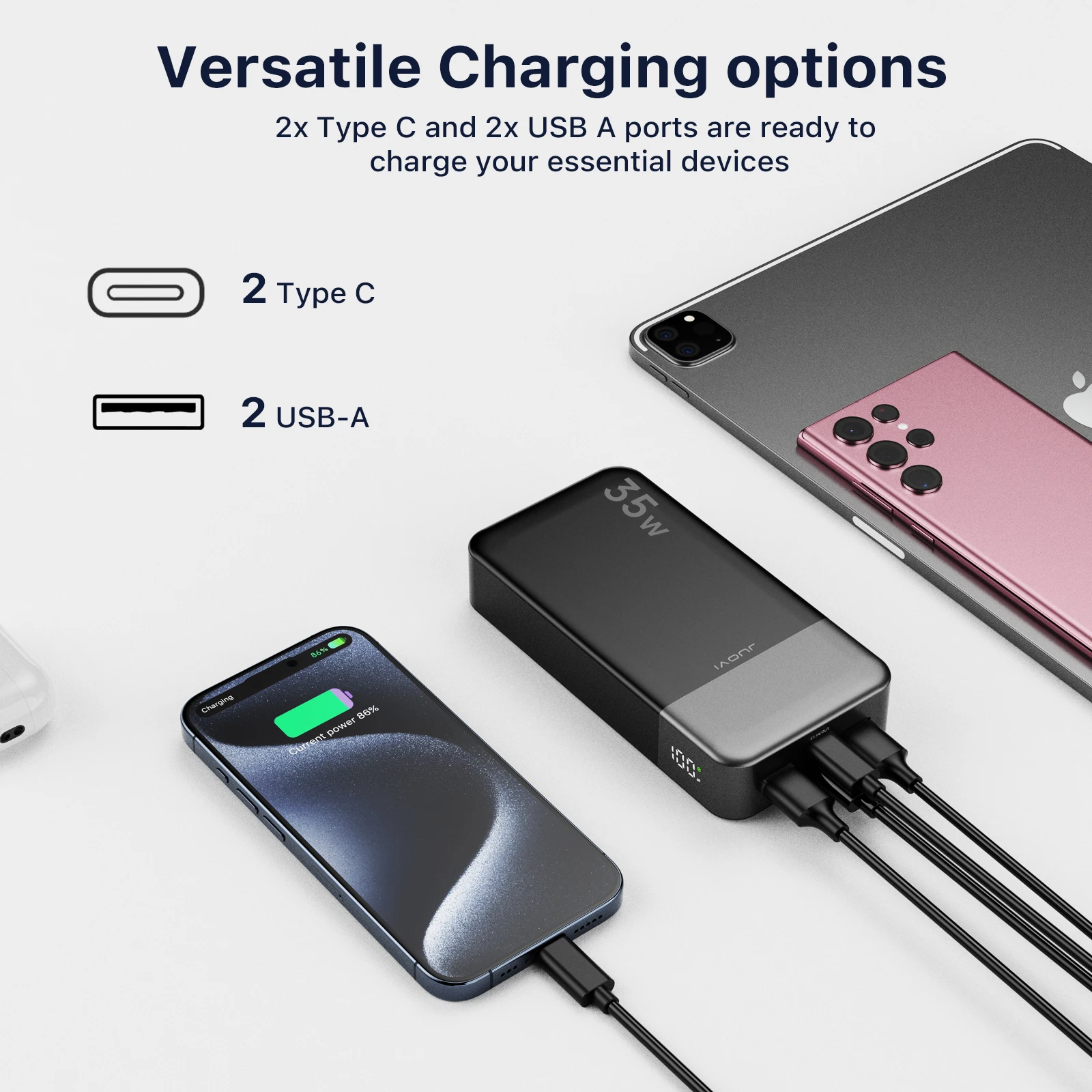 Portable Power Bank 20000mAh, JUOVI 35W Portable Charger - Image 4